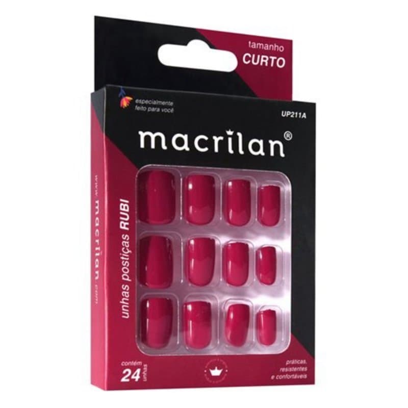 UNHA POSTIÇA MACRILAN ADESIVO RUBI