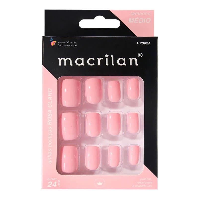 UNHA POSTIÇA MACRILAN UP302A ROSA CLARO